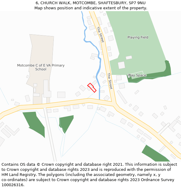 6, CHURCH WALK, MOTCOMBE, SHAFTESBURY, SP7 9NU: Location map and indicative extent of plot