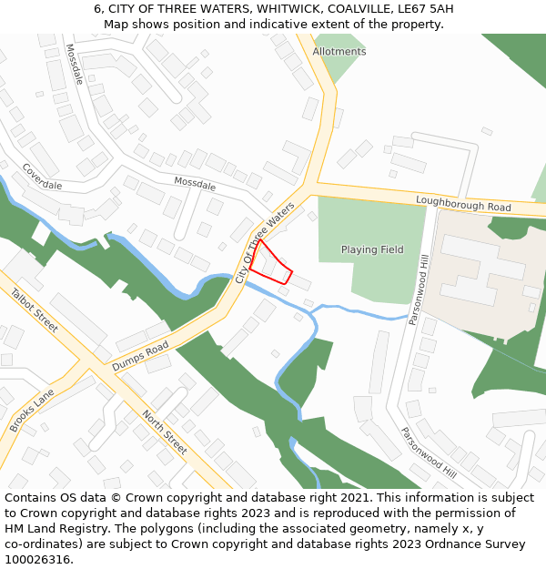 6, CITY OF THREE WATERS, WHITWICK, COALVILLE, LE67 5AH: Location map and indicative extent of plot