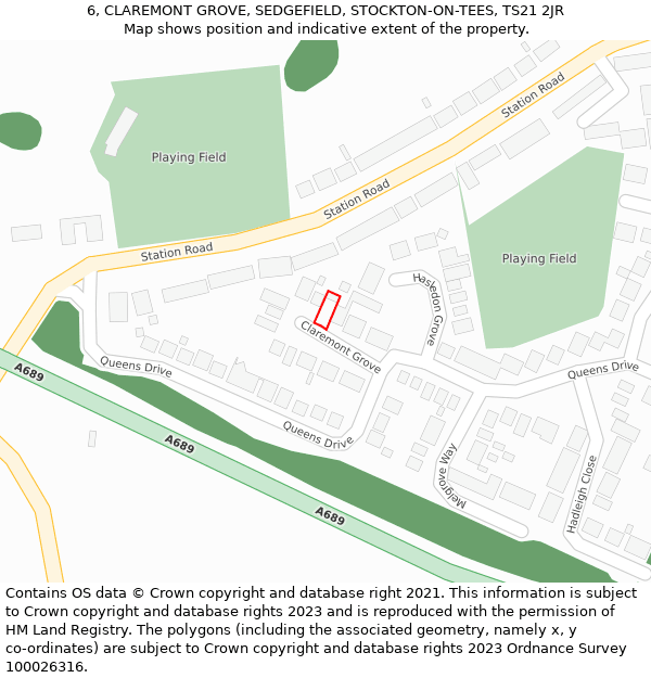6, CLAREMONT GROVE, SEDGEFIELD, STOCKTON-ON-TEES, TS21 2JR: Location map and indicative extent of plot