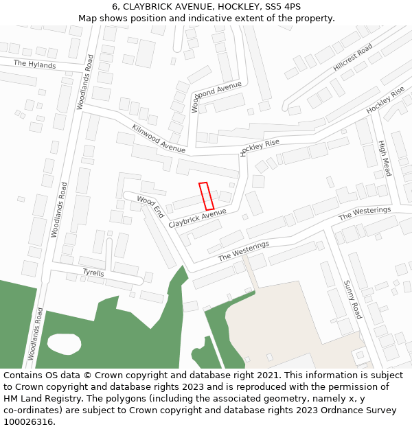 6, CLAYBRICK AVENUE, HOCKLEY, SS5 4PS: Location map and indicative extent of plot