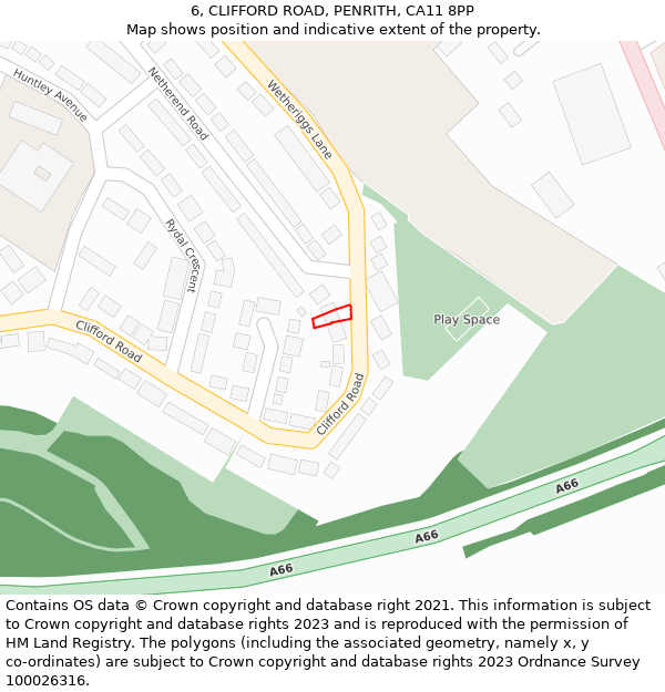 6, CLIFFORD ROAD, PENRITH, CA11 8PP: Location map and indicative extent of plot