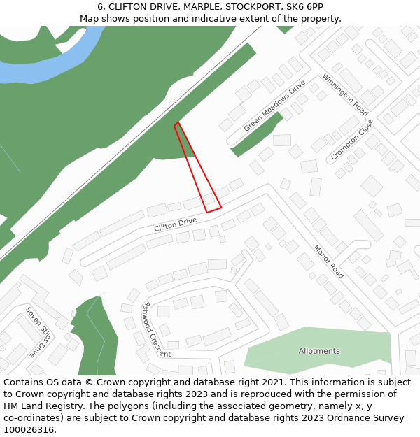 6, CLIFTON DRIVE, MARPLE, STOCKPORT, SK6 6PP: Location map and indicative extent of plot