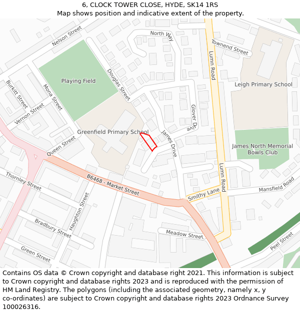 6, CLOCK TOWER CLOSE, HYDE, SK14 1RS: Location map and indicative extent of plot