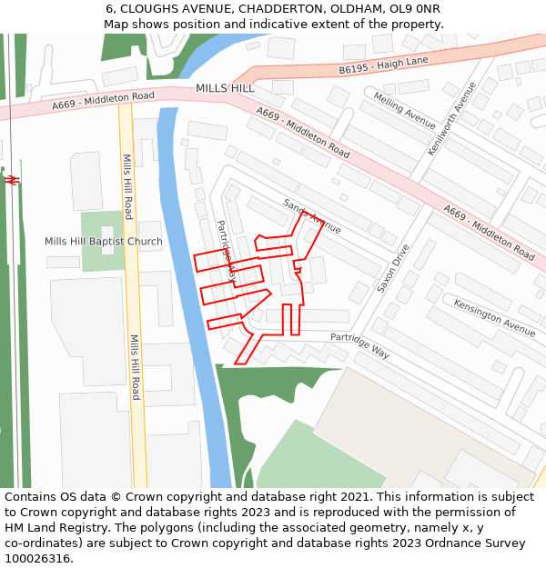 6, CLOUGHS AVENUE, CHADDERTON, OLDHAM, OL9 0NR: Location map and indicative extent of plot
