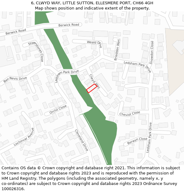 6, CLWYD WAY, LITTLE SUTTON, ELLESMERE PORT, CH66 4GH: Location map and indicative extent of plot