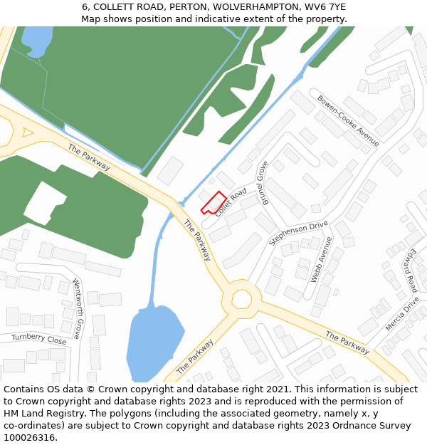 6, COLLETT ROAD, PERTON, WOLVERHAMPTON, WV6 7YE: Location map and indicative extent of plot