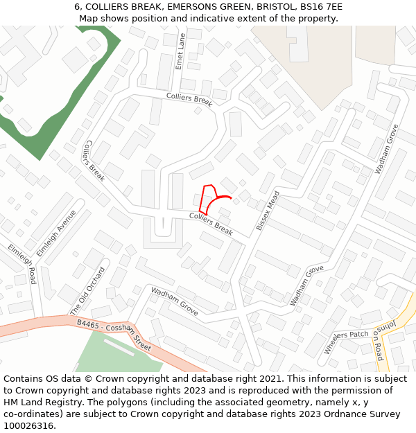 6, COLLIERS BREAK, EMERSONS GREEN, BRISTOL, BS16 7EE: Location map and indicative extent of plot