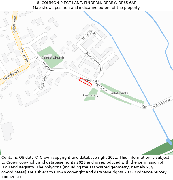 6, COMMON PIECE LANE, FINDERN, DERBY, DE65 6AF: Location map and indicative extent of plot