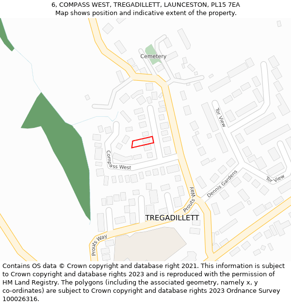 6, COMPASS WEST, TREGADILLETT, LAUNCESTON, PL15 7EA: Location map and indicative extent of plot