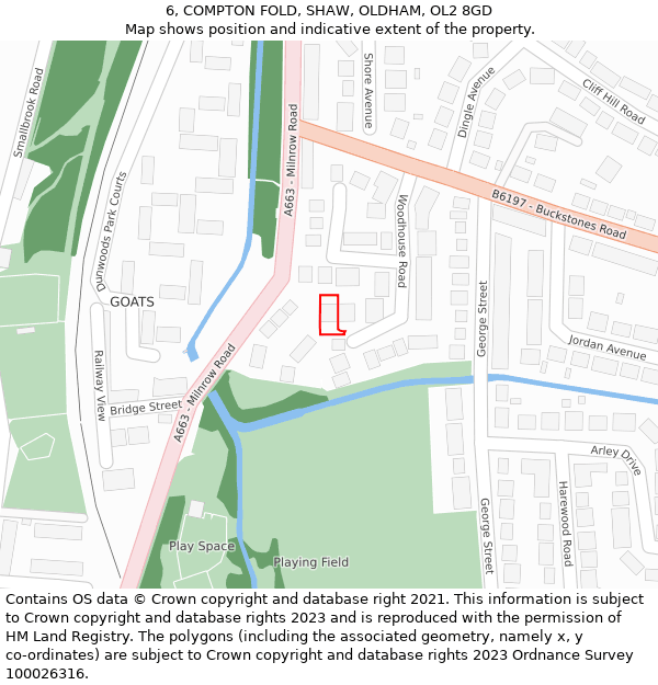 6, COMPTON FOLD, SHAW, OLDHAM, OL2 8GD: Location map and indicative extent of plot