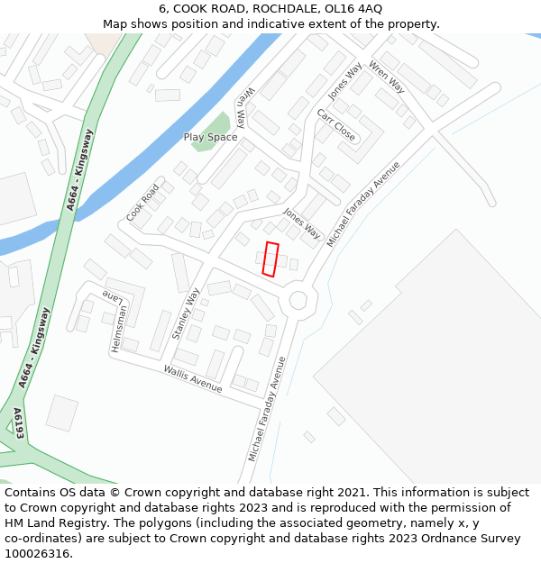 6, COOK ROAD, ROCHDALE, OL16 4AQ: Location map and indicative extent of plot