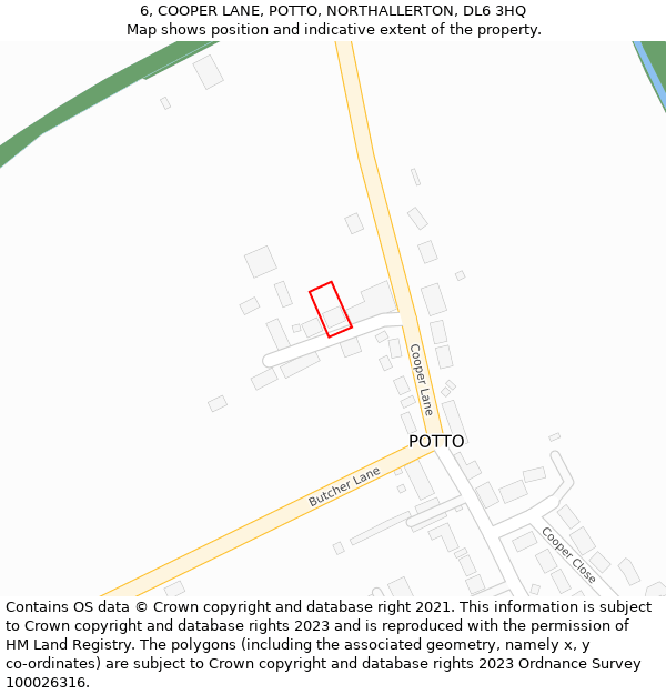 6, COOPER LANE, POTTO, NORTHALLERTON, DL6 3HQ: Location map and indicative extent of plot