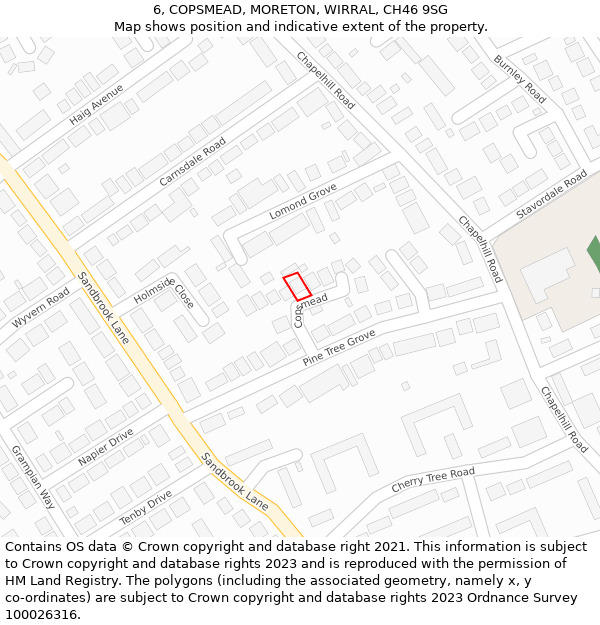 6, COPSMEAD, MORETON, WIRRAL, CH46 9SG: Location map and indicative extent of plot