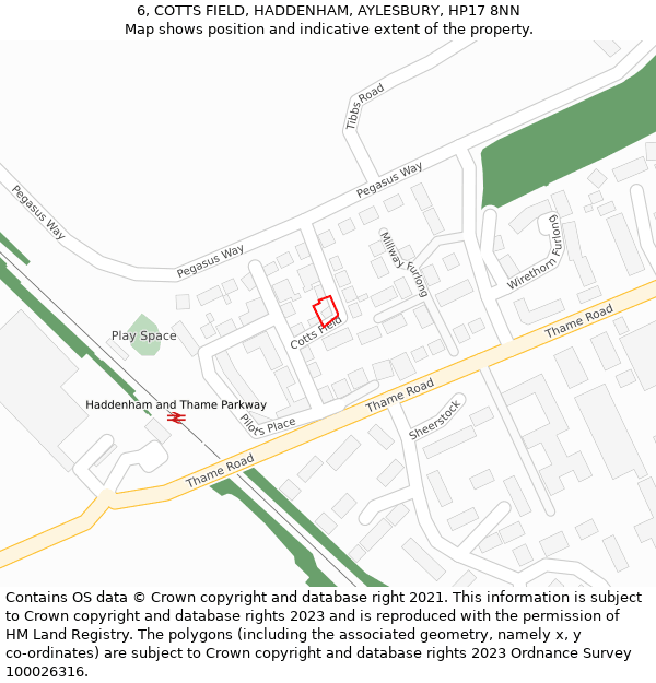 6, COTTS FIELD, HADDENHAM, AYLESBURY, HP17 8NN: Location map and indicative extent of plot