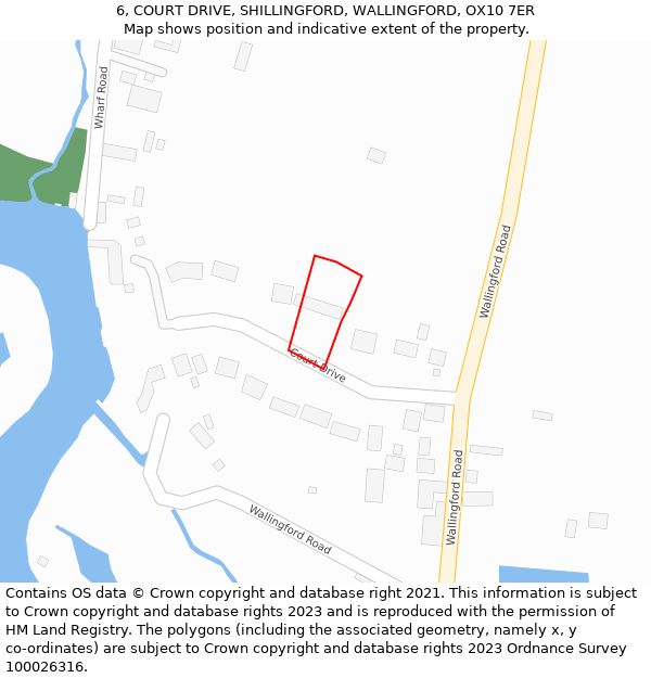 6, COURT DRIVE, SHILLINGFORD, WALLINGFORD, OX10 7ER: Location map and indicative extent of plot