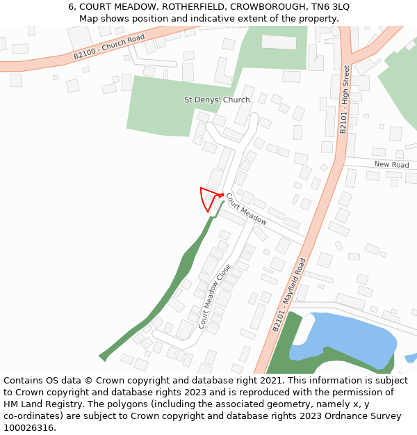 6, COURT MEADOW, ROTHERFIELD, CROWBOROUGH, TN6 3LQ: Location map and indicative extent of plot