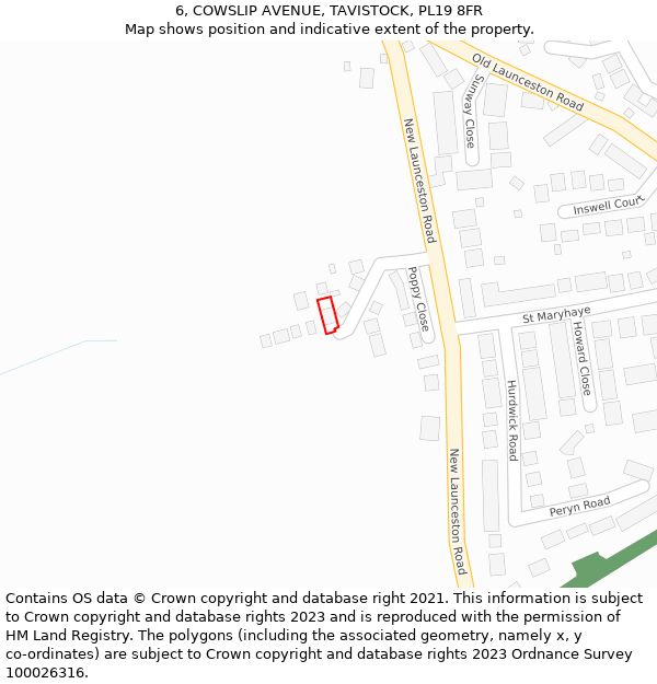 6, COWSLIP AVENUE, TAVISTOCK, PL19 8FR: Location map and indicative extent of plot