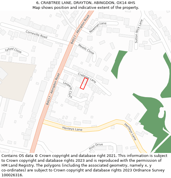 6, CRABTREE LANE, DRAYTON, ABINGDON, OX14 4HS: Location map and indicative extent of plot