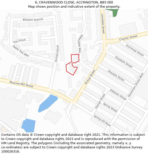 6, CRAVENWOOD CLOSE, ACCRINGTON, BB5 0EE: Location map and indicative extent of plot