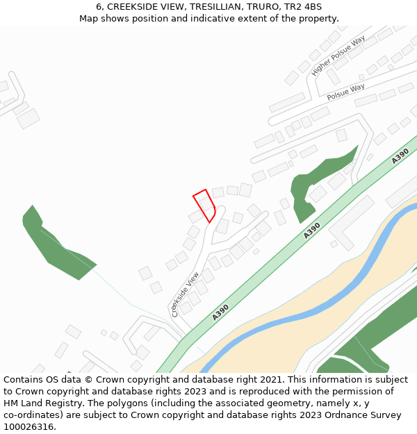 6, CREEKSIDE VIEW, TRESILLIAN, TRURO, TR2 4BS: Location map and indicative extent of plot