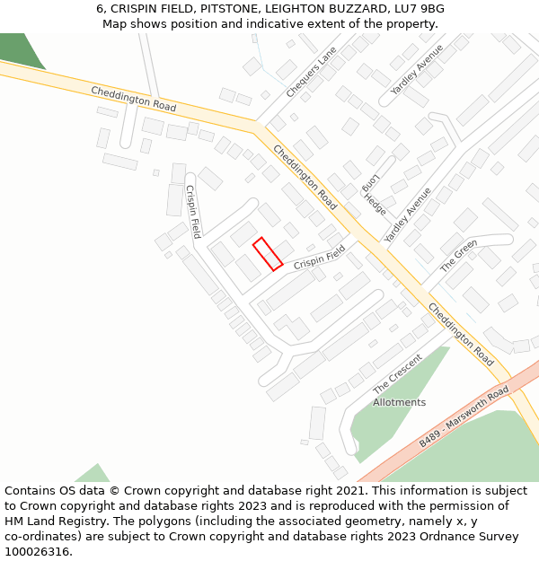 6, CRISPIN FIELD, PITSTONE, LEIGHTON BUZZARD, LU7 9BG: Location map and indicative extent of plot