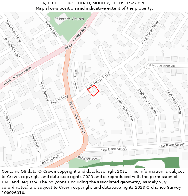 6, CROFT HOUSE ROAD, MORLEY, LEEDS, LS27 8PB: Location map and indicative extent of plot