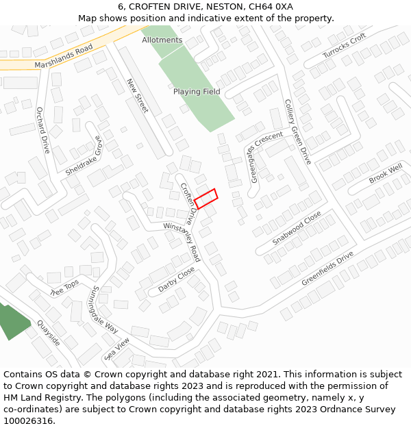 6, CROFTEN DRIVE, NESTON, CH64 0XA: Location map and indicative extent of plot