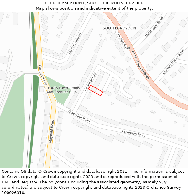 6, CROHAM MOUNT, SOUTH CROYDON, CR2 0BR: Location map and indicative extent of plot