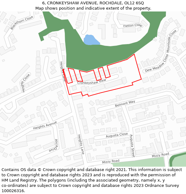 6, CRONKEYSHAW AVENUE, ROCHDALE, OL12 6SQ: Location map and indicative extent of plot