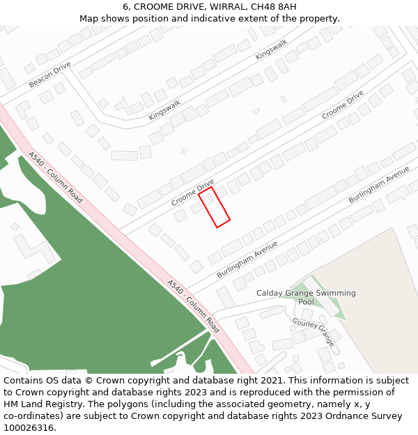 6, CROOME DRIVE, WIRRAL, CH48 8AH: Location map and indicative extent of plot