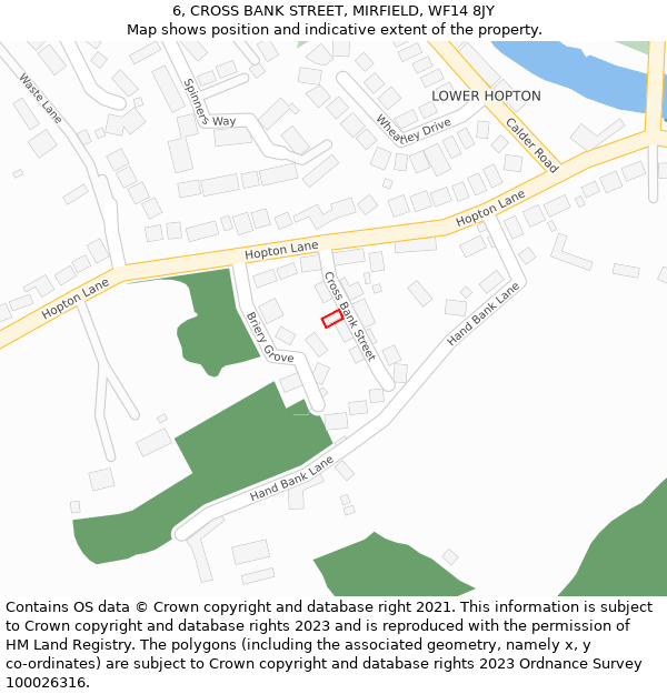 6, CROSS BANK STREET, MIRFIELD, WF14 8JY: Location map and indicative extent of plot