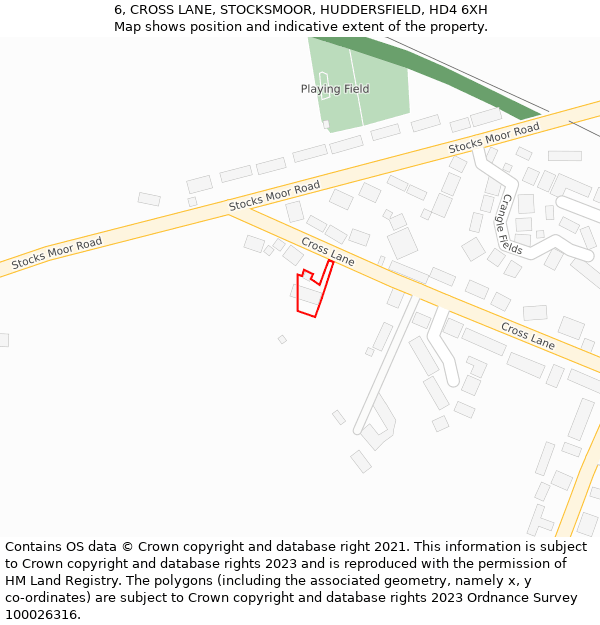 6, CROSS LANE, STOCKSMOOR, HUDDERSFIELD, HD4 6XH: Location map and indicative extent of plot