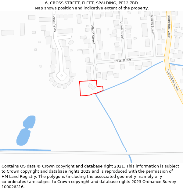 6, CROSS STREET, FLEET, SPALDING, PE12 7BD: Location map and indicative extent of plot