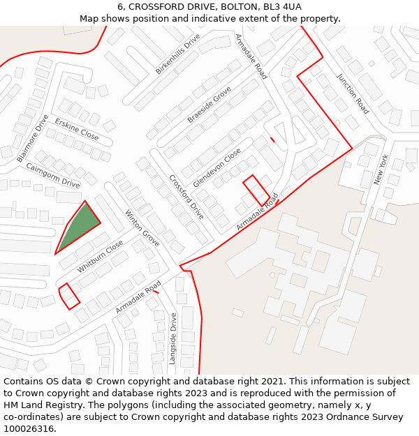 6, CROSSFORD DRIVE, BOLTON, BL3 4UA: Location map and indicative extent of plot