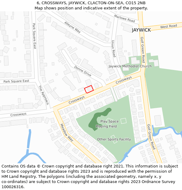 6, CROSSWAYS, JAYWICK, CLACTON-ON-SEA, CO15 2NB: Location map and indicative extent of plot