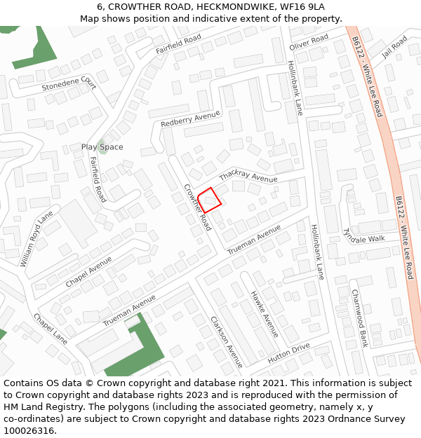 6, CROWTHER ROAD, HECKMONDWIKE, WF16 9LA: Location map and indicative extent of plot