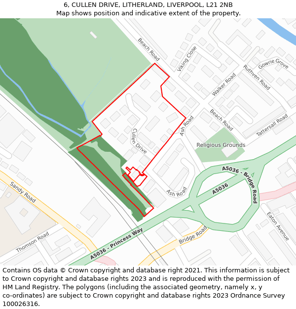 6, CULLEN DRIVE, LITHERLAND, LIVERPOOL, L21 2NB: Location map and indicative extent of plot
