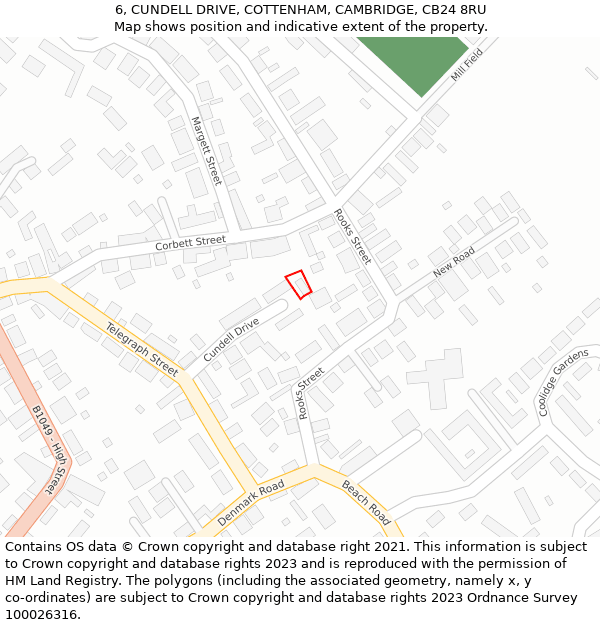 6, CUNDELL DRIVE, COTTENHAM, CAMBRIDGE, CB24 8RU: Location map and indicative extent of plot