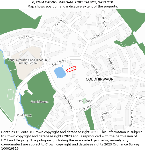 6, CWM CADNO, MARGAM, PORT TALBOT, SA13 2TP: Location map and indicative extent of plot