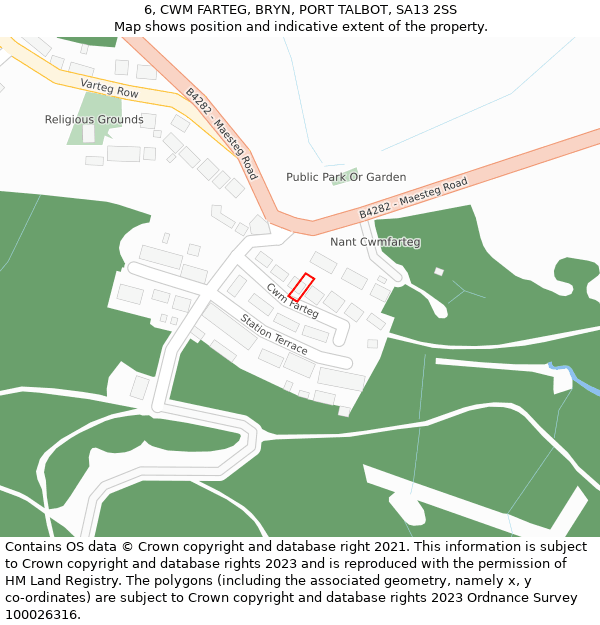 6, CWM FARTEG, BRYN, PORT TALBOT, SA13 2SS: Location map and indicative extent of plot