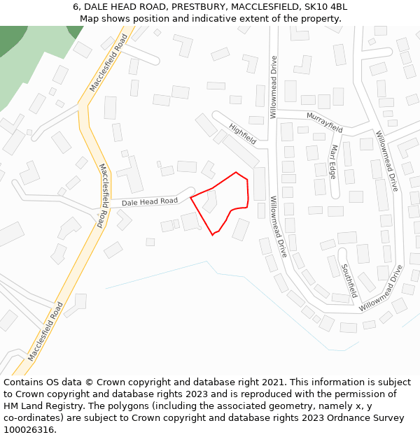 6, DALE HEAD ROAD, PRESTBURY, MACCLESFIELD, SK10 4BL: Location map and indicative extent of plot