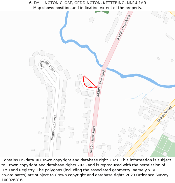 6, DALLINGTON CLOSE, GEDDINGTON, KETTERING, NN14 1AB: Location map and indicative extent of plot