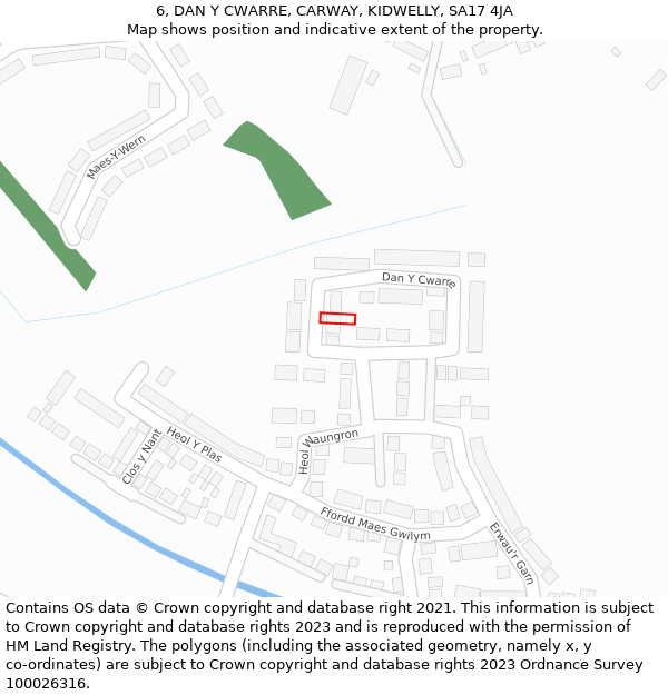 6, DAN Y CWARRE, CARWAY, KIDWELLY, SA17 4JA: Location map and indicative extent of plot