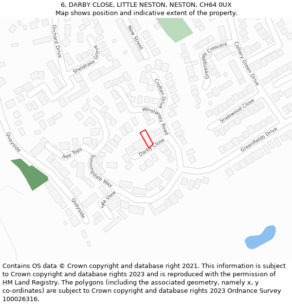 6, DARBY CLOSE, LITTLE NESTON, NESTON, CH64 0UX: Location map and indicative extent of plot