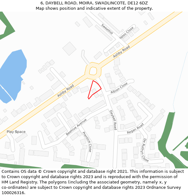 6, DAYBELL ROAD, MOIRA, SWADLINCOTE, DE12 6DZ: Location map and indicative extent of plot