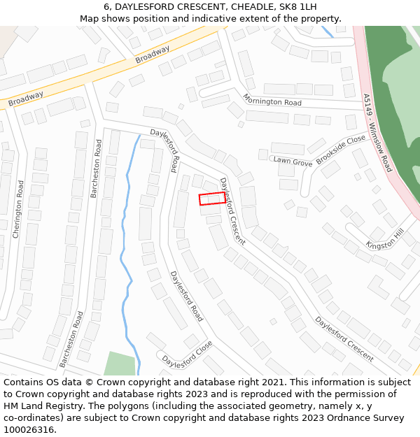 6, DAYLESFORD CRESCENT, CHEADLE, SK8 1LH: Location map and indicative extent of plot