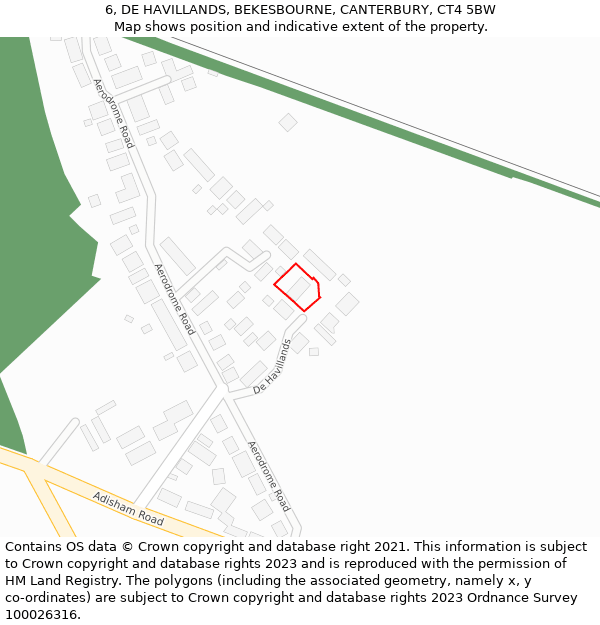 6, DE HAVILLANDS, BEKESBOURNE, CANTERBURY, CT4 5BW: Location map and indicative extent of plot