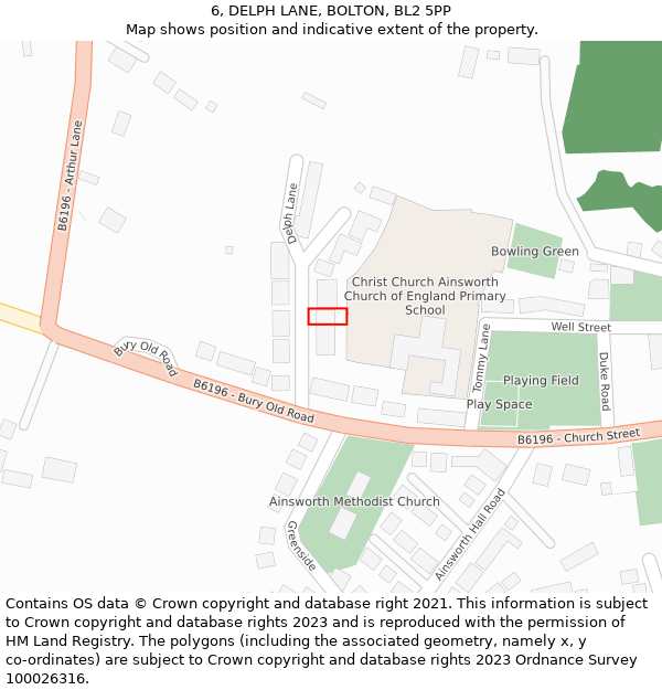 6, DELPH LANE, BOLTON, BL2 5PP: Location map and indicative extent of plot