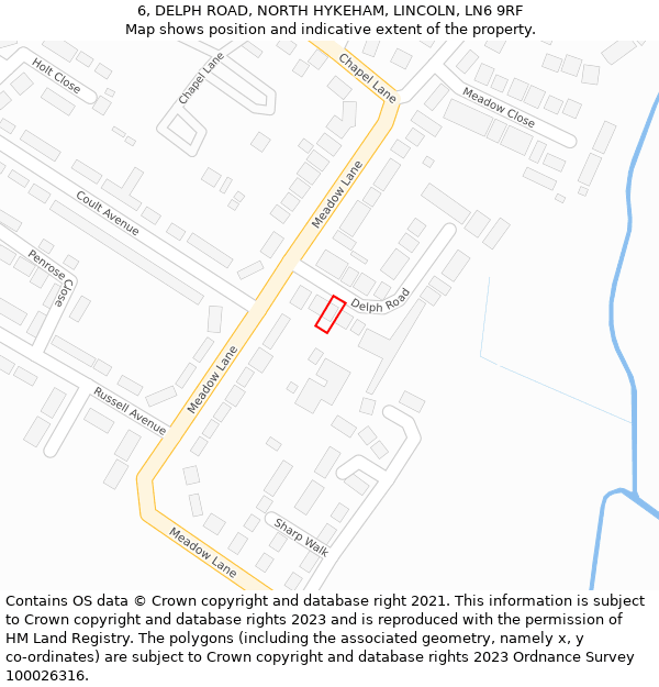 6, DELPH ROAD, NORTH HYKEHAM, LINCOLN, LN6 9RF: Location map and indicative extent of plot