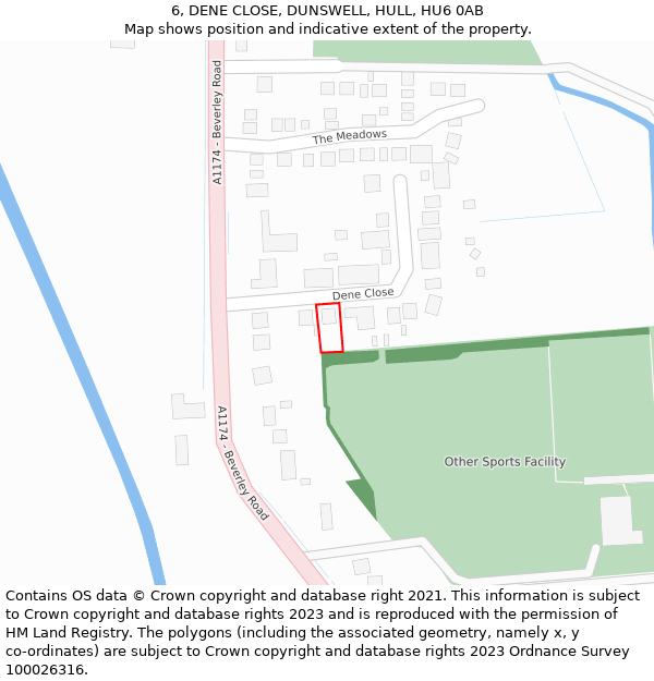 6, DENE CLOSE, DUNSWELL, HULL, HU6 0AB: Location map and indicative extent of plot